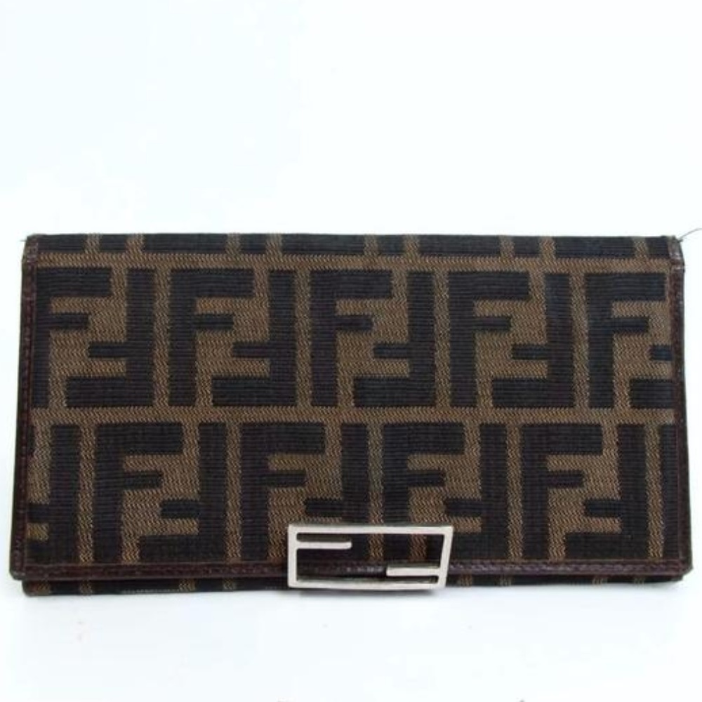 Fendi FF Logo Monogram Long Flap Wallet Clutch+BOX